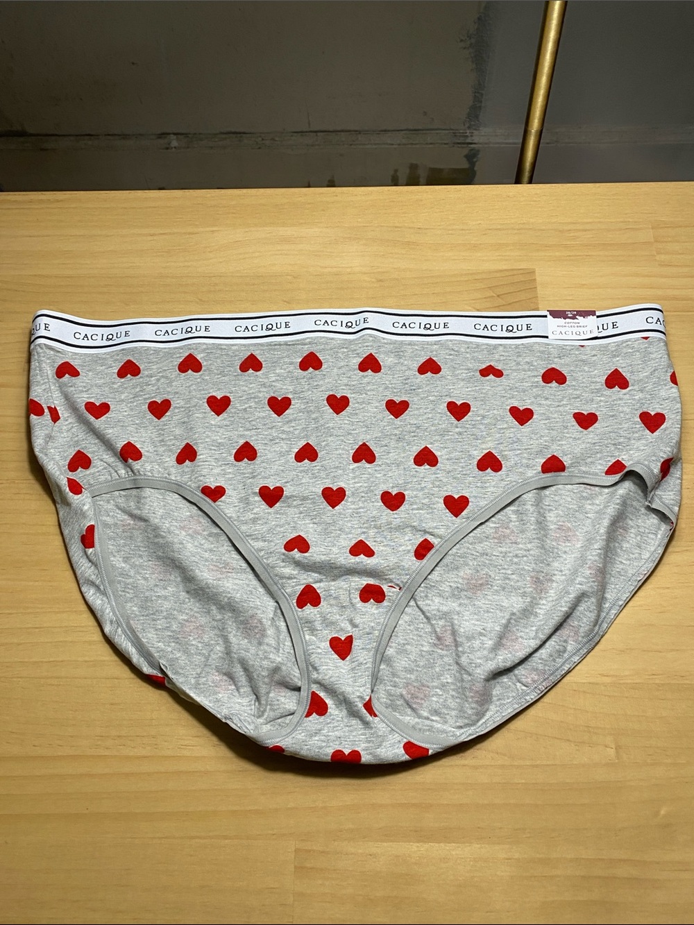 Cacique Cotton High-Leg Brief Panties Hearts Plus 26/28